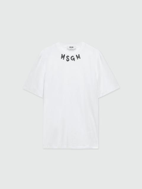 White jersey brushstroke logo T-Shirt