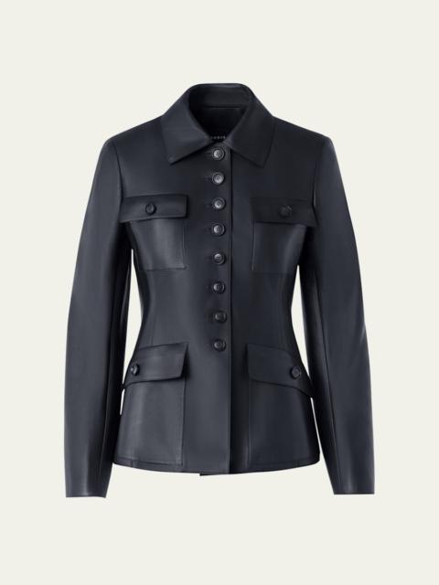 AKRIS Delia Nappa Leather Fitted Jacket