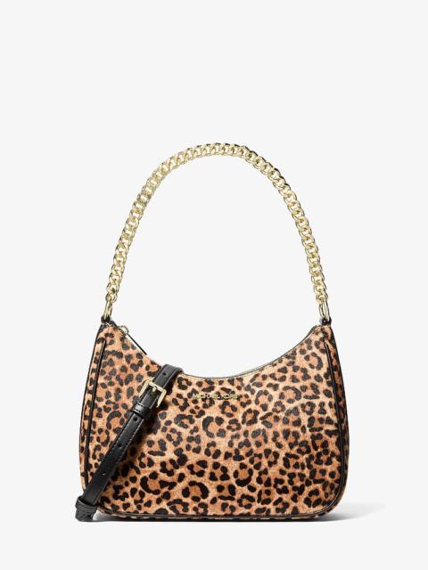 MICHAEL KORS Jet Set Travel Large Leopard Print Calf Hair Convertible Pochette