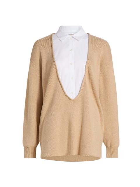 STAUD Women's Coast Relaxed-Fit Bib Collar Sweater - Wheat White