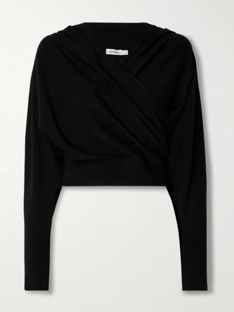 SIMKHAI Riley Cropped Wrap-effect Merino Wool Hoodie