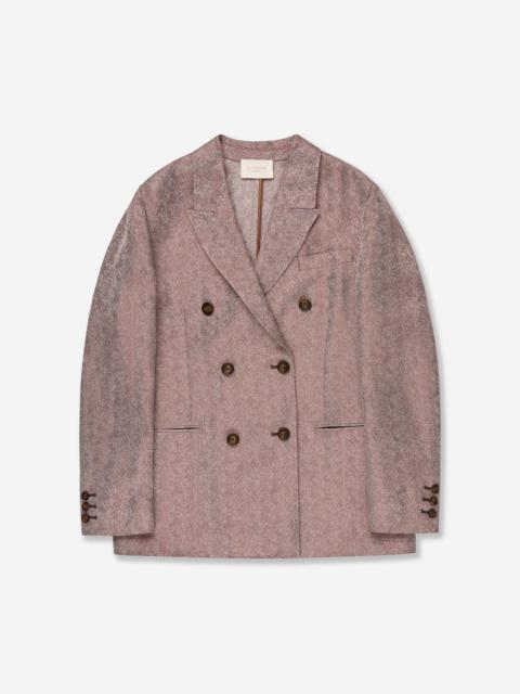 SLOWEAR Double-breasted jacket in linen and viscose herringbone