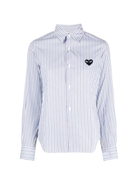 heart-patch striped shirt