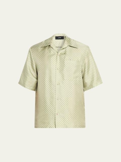 AMIRI Men's SIlk Polka Dot Camp Shirt
