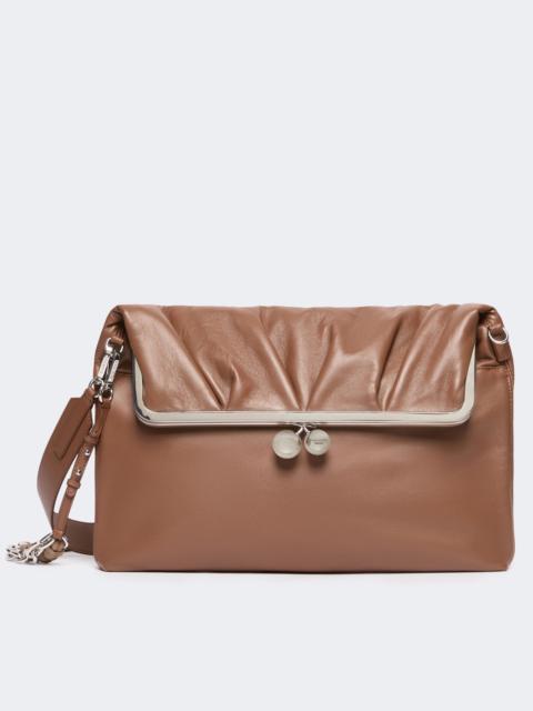 WEEKEND Max Mara SLALOM Clutch-style sheepskin Pasticcino Bag - TOBACCO