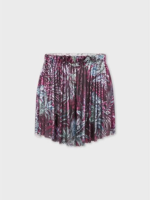 rabanne MINI SHORT IN PALM TREE-PRINTED MESH