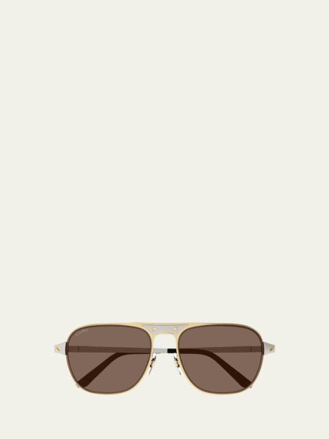 Cartier Men's CT0532SM Metal Aviator Sunglasses
