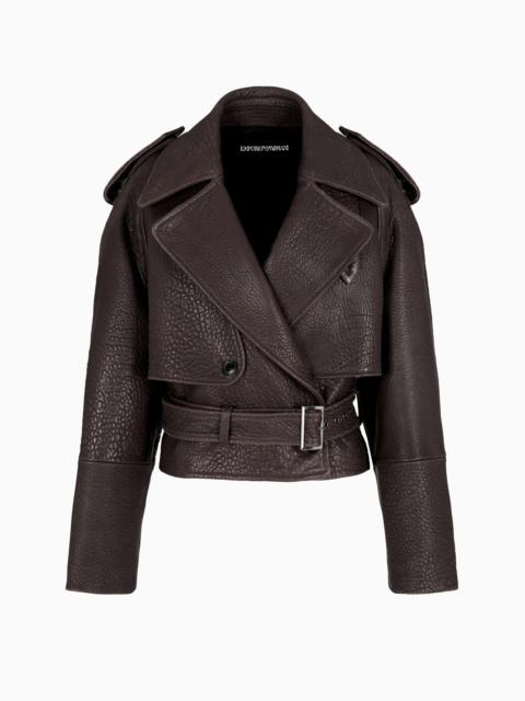 EMPORIO ARMANI NATURAL-GRAIN NAPPA LAMBSKIN BIKER JACKET