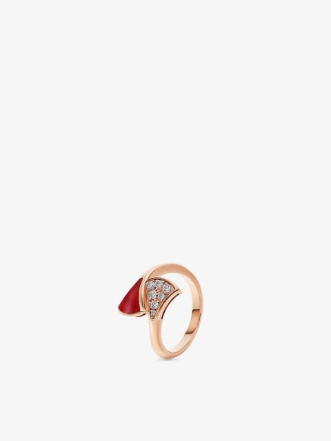 BVLGARI Diva's Dream 18ct rose-gold, carnelian and 0.08ct brilliant-cut diamond ring