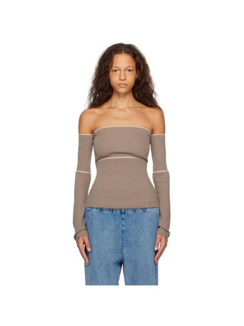 MM6 Maison Margiela Taupe Off-The-Shoulder Blouse