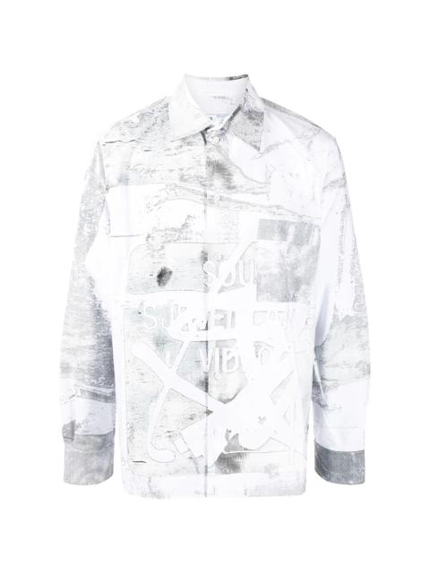 faded-print oversized cotton shirt