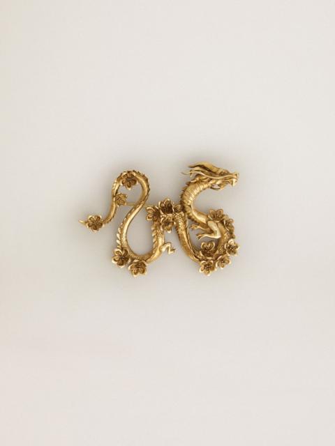 Golden Goose CNY antique gold dragon-shaped pin
