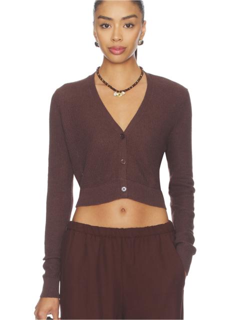Enza Costa Linen Open Knit Cropped V-neck Cardigan