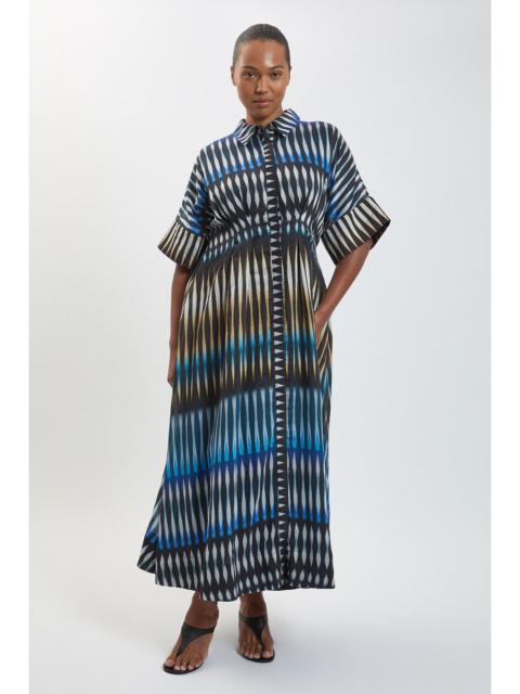 KAREN MILLEN Plus Size Stripe Collared Woven Midi Dress