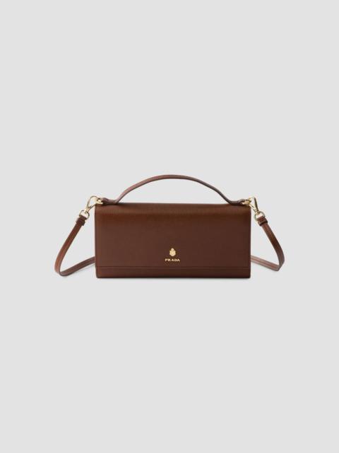 Prada Women's Leather Wallet with Shoulder Strap - Brown