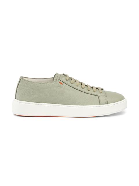 Santoni Men's green tumbled leather sneaker