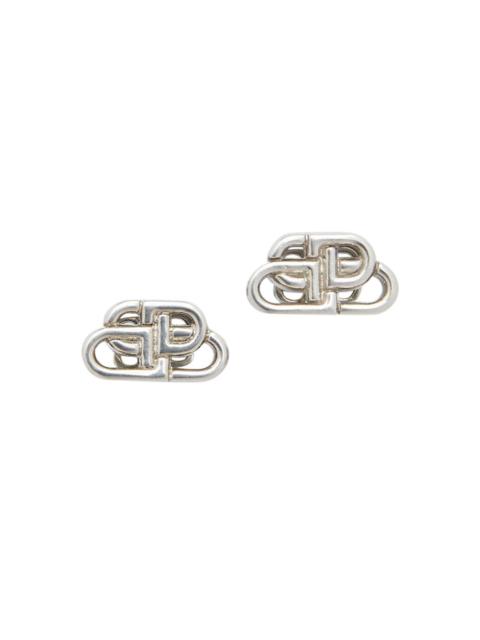 BALENCIAGA Men's BB XS Stud Earrings - Silver