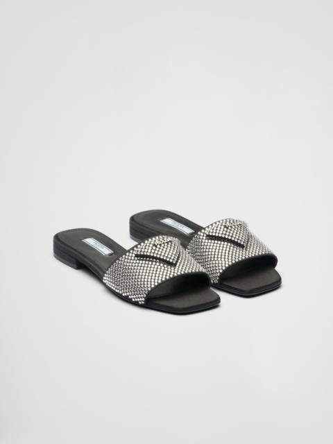 Prada Satin slides with crystals