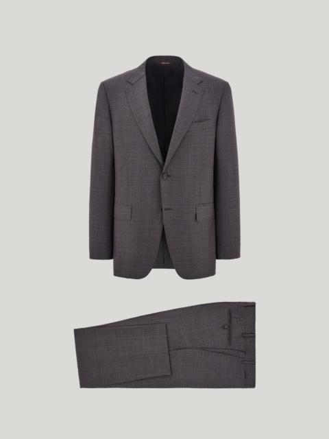 Canali ANTHRACITE AND BROWN NEAR-SOLID WOOL SUIT