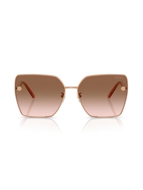 Versace 63mm Oversize Gradient Square Sunglasses in Rose Gold at Nordstrom