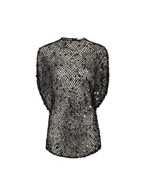 LAPOINTE Mesh Sequin Cape Tee