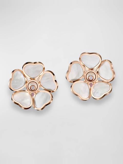 Chopard Happy Hearts 18K Rose Gold Mother-of-Pearl & Diamond Earrings