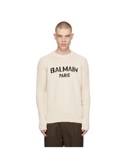 Balmain Off-White Intarsia Sweater