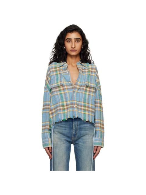 R13 Blue Cropped Work Shirt