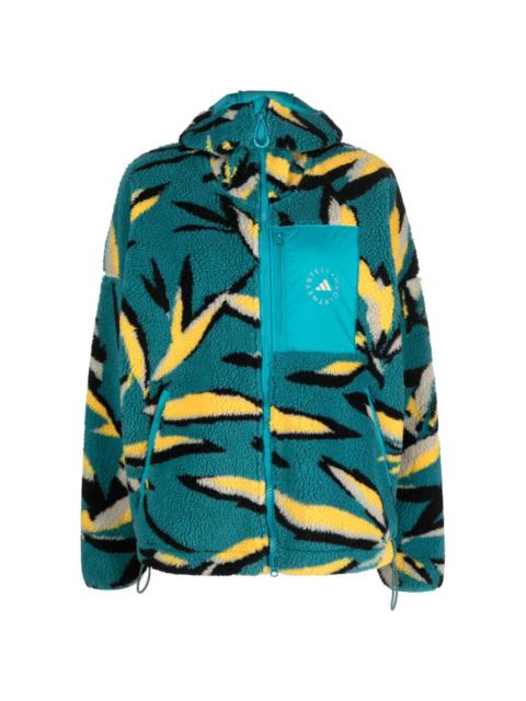leaf-print fleece jacket