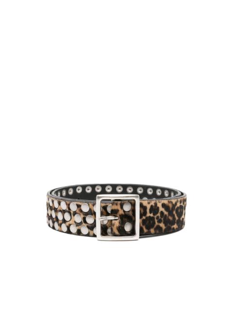 Golden Goose leopard-pattern studded belt