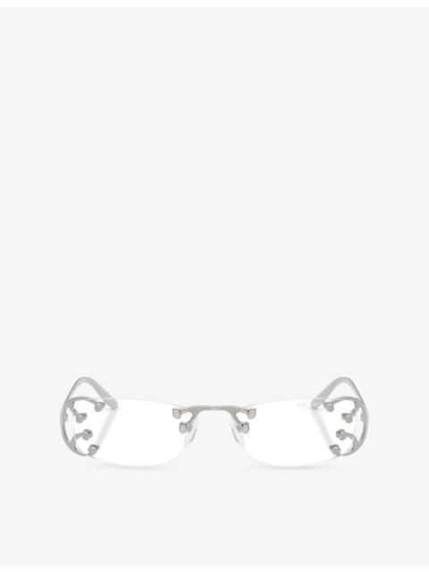 Prada PR C57S Rectangle-Frame Metal Sunglasses