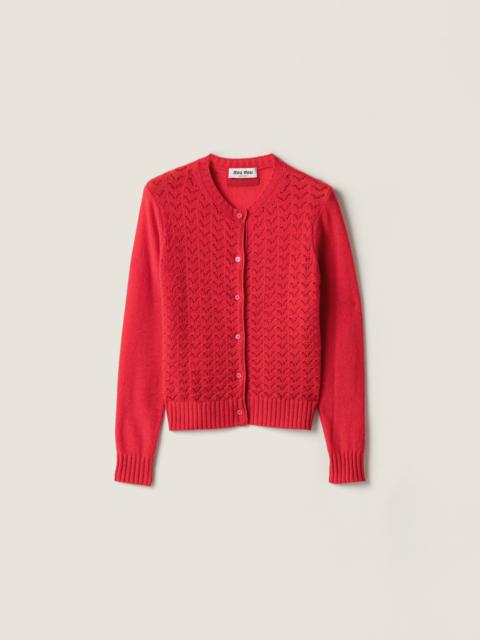 Miu Miu Lace-effect cashmere cardigan