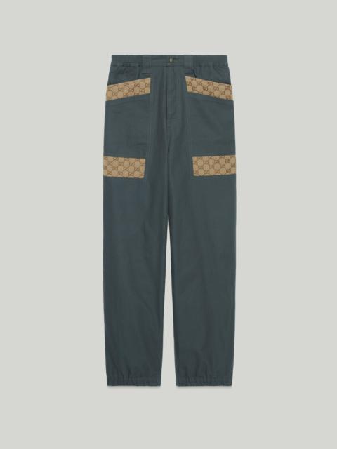 GUCCI Cotton canvas pant with GG inserts