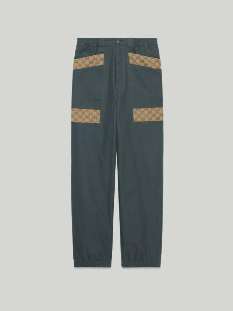 Cotton canvas pant with GG inserts
