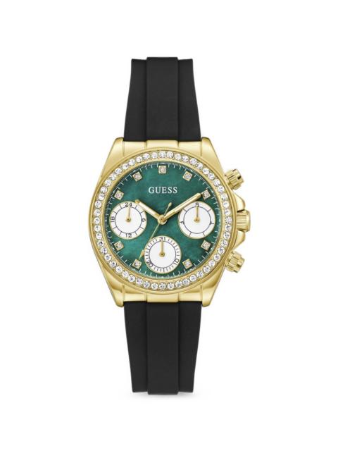 GUESS USA black gold-tone analog watch