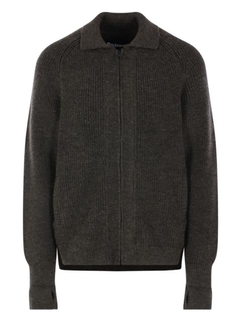 Barbour zip-fastening ribbed-knit cardigan