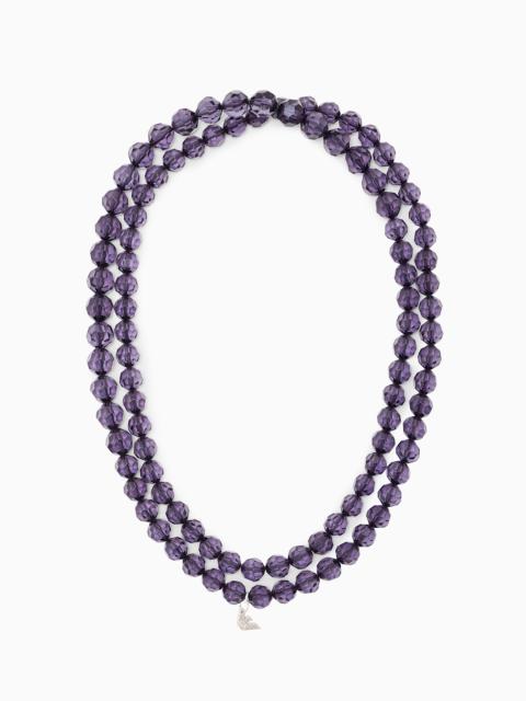 EMPORIO ARMANI DOUBLE-STRAND NECKLACE WITH FACETED BEADS AND A METAL CHARM