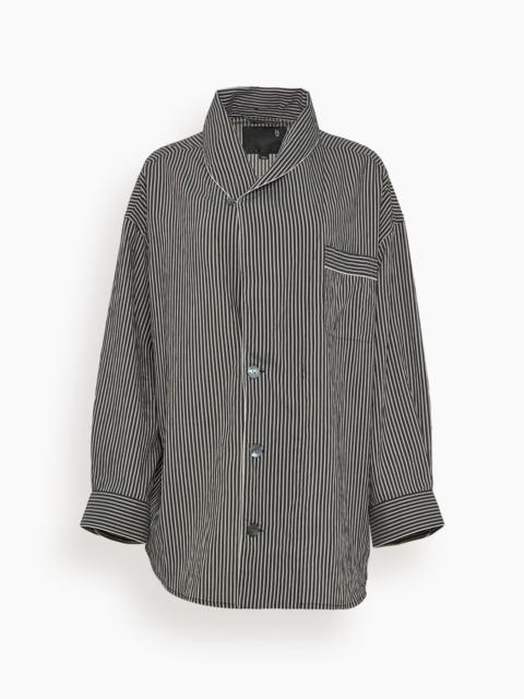 R13 Shawl Lapel Shirt in Black and White Stripe