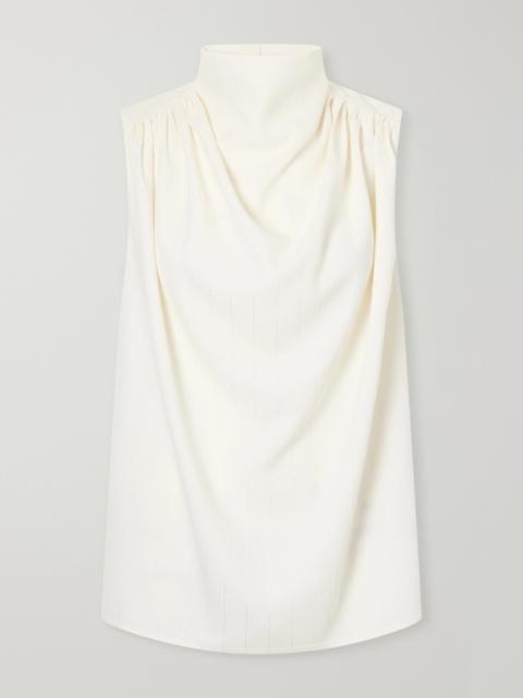 KALLMEYER Penny Sequined Ruched Striped Twill Top