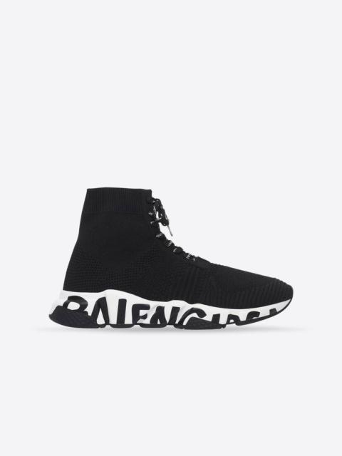 BALENCIAGA Men's Speed Lace Up Graffiti Sneaker in Black/white