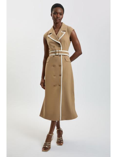 KAREN MILLEN Double Breasted Belted Tipped Tailored Midi Dress