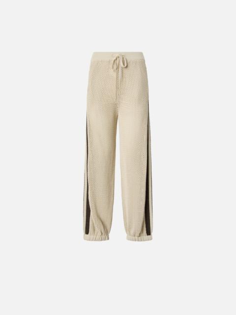 PINKO OPENWORK TROUSERS WITH CONTRASTING BANDS