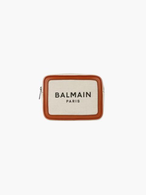 Balmain Ecru canvas B-Army 20 belt bag with brown leather panels