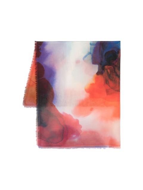 Alexander McQueen watercolour-print cashmere-silk scarf