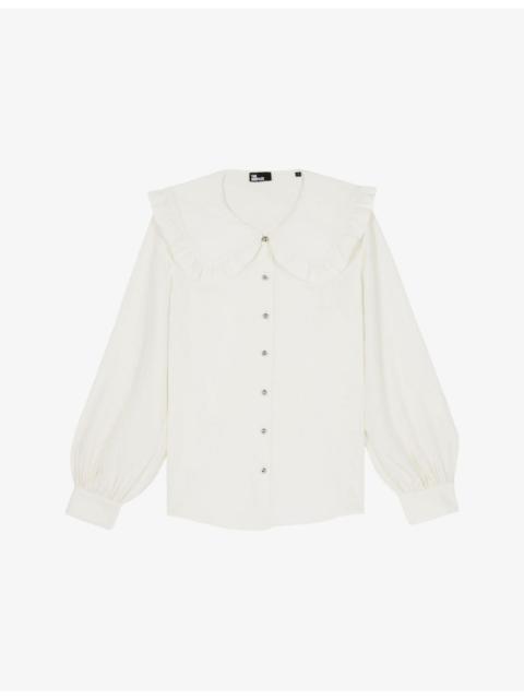 The Kooples Oversized-Collar Long-Sleeved Silk Shirt