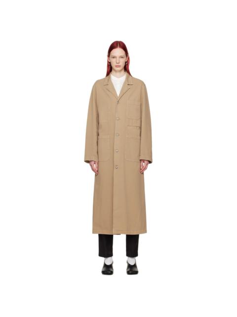 MM6 Maison Margiela Beige Embroidered Denim Coat