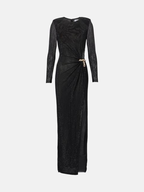 self-portrait Rhinestone-embellished mesh maxi dress