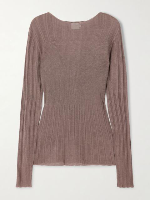 DEIJI STUDIOS Ribbed open-knit top Brown