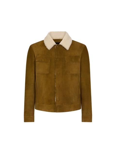 TOM FORD BRUSHED SUEDE SHEARLING COLLAR TRUCKER