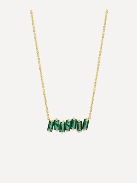 SUZANNE KALAN 14ct Gold Amalfi Green Envy Topaz Bar Pendant Necklace